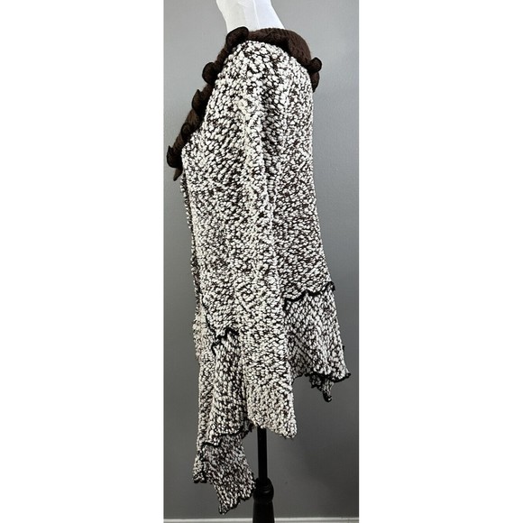Come N See Brown White High Low Cardigan Button Front Chunky Knit Long Sweater - Picture 2 of 6